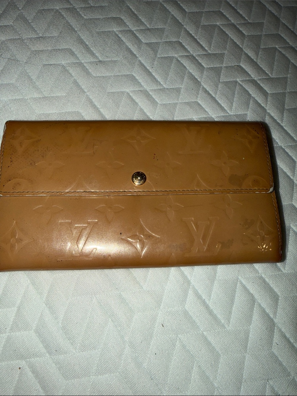 Louis Vuitton Vernis Caramel Patent Monogram Long Wallet